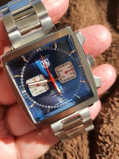 Tag Heuer Monaco Mens Chronograph Watch Blue sunburst dial