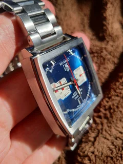 Tag Heuer Monaco Mens Chronograph Watch Blue sunburst dial