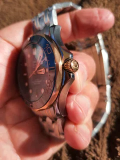 Omega Seamaster Professional 300m Mens Two Tone Automatic Watch Blue sunburst wave dial