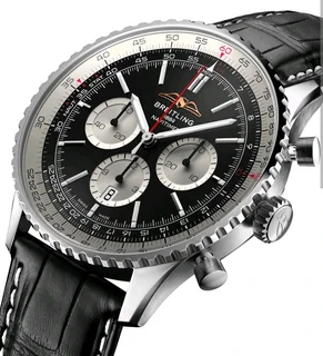 Breitling Navitimer Mens 46mm Chronograph Watch Black Panda Dial