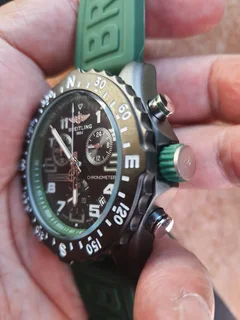 Breitling Endurance Pro 44mm Mens Sports Chronograph Watch Black with Green Rubber Strap