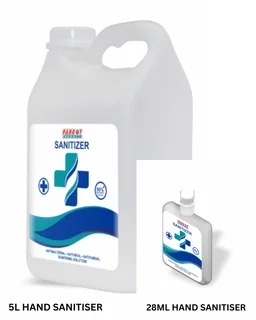 Hand Sanitizer 90% Isopropyl Alcohol: 5L @R569.99  & 28ML Twenty (20) Pack @R799.99