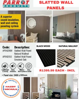 Slatted Wall Panels (Wood Panels): 600x2400mm - Indoor Use Only