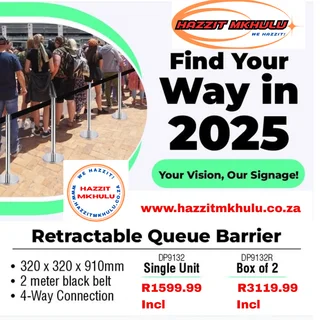 Retractable Chrome Queue Barrier with Black Belt 910x320mm