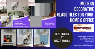 Decorative Glass Tiles for: Kitchens Hobs, Offices, Boardrooms & Receptions