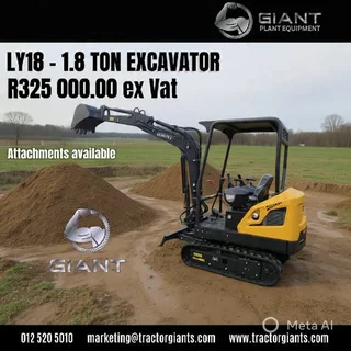 Ly18 - Giant 1.8ton Mini Excavator Brand New