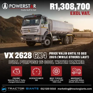 Powerstar Vx 2628 - 16 000 Litre Water Tanker Truck