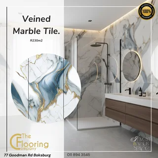 Blue and Gold Veined Marble Tiles
