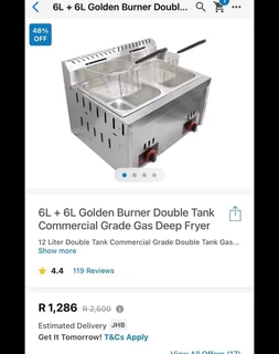 12 litre golden burner gas deep fryer