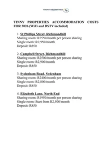 Accommodation - Ad posted by Thomas Machethe