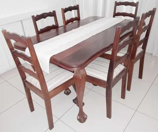 Imbuia dining room table and chairs