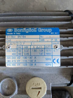 Bonfiglioli electric motor and gearbox with variable speed control