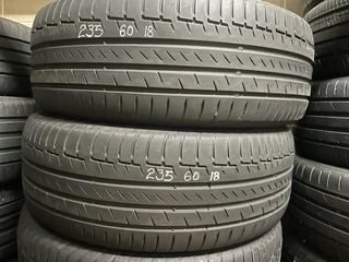 A clean set of 235 60 18 continental premiumcontact6  tyres with good treads available
