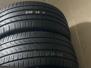 2x 245 45 17 tyres with 95% treads available for sale