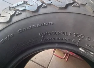 A clean set of 31x10.50 R15 Bf Goodrich ko2 tyres with 90% treads available for sale