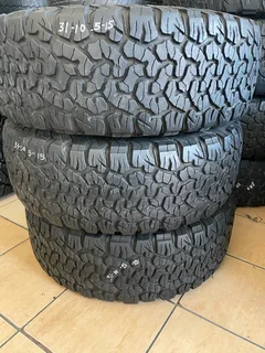 Three 31x 12.50 R15 bf Goodrich ko2 tyres with 95% treads available