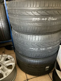 A clean set of X5 tyres 315/35/20 Bridgestone run flat tyres with very good treads available for sal