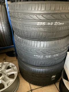 A clean set of X5 tyres 315/35/20 Bridgestone run flat tyres with very good treads available for sal