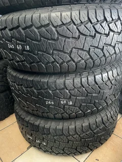 A clean set of 265/60/18 Hankook tyres with very good treads available for sale