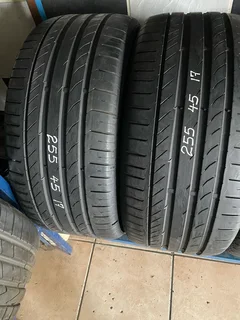 2x 255 45 17 Continental normal tyres with 90% treads available for sale