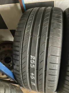 2x 255 45 17 Continental normal tyres with 90% treads available for sale