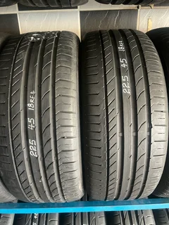 2x 225/45/18 Continental run flat tires with 99% treads available for sale