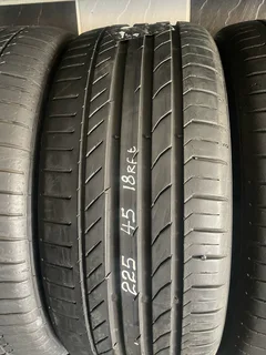 2x 225/45/18 Continental run flat tires with 99% treads available for sale
