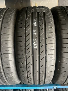2x 225/45/18 Continental run flat tires with 99% treads available for sale