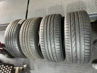 A clean set of 245/45/17 and 225/45/17 Bridgestone run flat tyres with 98% treads available for sale