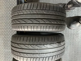 A clean set of 245/45/17 and 225/45/17 Bridgestone run flat tyres with 98% treads available for sale