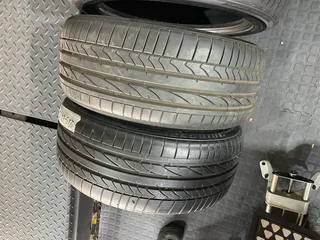 A clean set of 245/45/17 and 225/45/17 Bridgestone run flat tyres with 98% treads available for sale