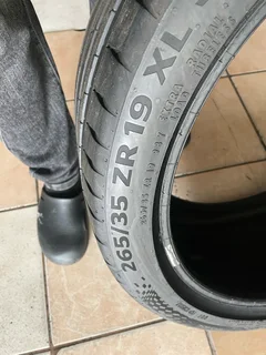 TWO clean 265/35/19 Continental tyres with 80% treads available for sale