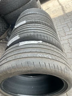 A clean set of 255/35/19 Goodyear normal tires with good treads available for sale