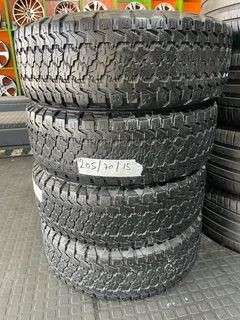 A clean set of 205/70/15 Goodyear wrangler tyres with great treads available for sale