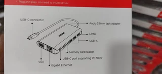 Unitek USB Ethernet Hub 08&#43; HDM I, 100W Power Delivery and Dual Card Reader