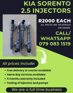Kia Sorento 2.5 Injectors For Sale With Warranty