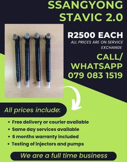 Ssangyong Stavic 2.0 Injectors For Sale With Warranty