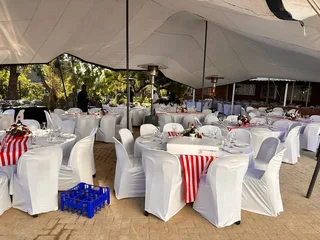 Tables, Stretch tents, Crockery, Cutlery, Party equipment, Plastic chairs, Linen, Urn, Christmas