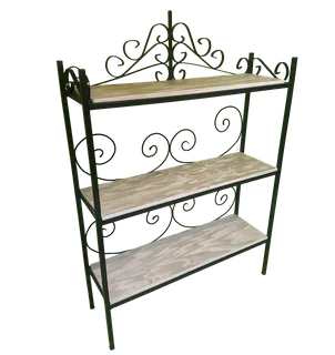 Handcrafted Scrollwork Steel Bookshelf  3 Tier 1m Wide