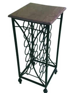 Handcrafted Steel Wine Rack With Solid African Rosewood To 22 Bottle  450×450×1020mm