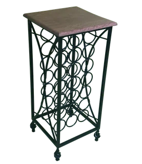 Handcrafted Steel Wine Rack With Solid African Rosewood To 22 Bottle  450×450×1020mm