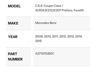 Mercedes Benz c200 271 WDD204 High pressure fuel pump