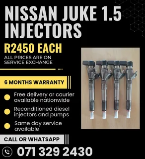 Nissan Juke 1.5 Injectors For Sale With Warranty Included