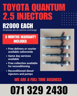 Toyota Quantum 2.5 Injectors For Sale With Warranty