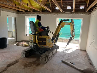 Swimming pool demolition, mini excavator hire, bobcat hire