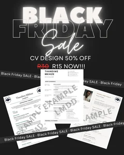Black Friday CV Special – Professional CV Writing Only R15