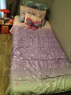 Single bed and mattress