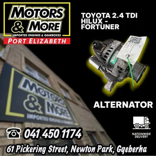 Toyota Hilux / Fortuner 2.4 TDI 2GD Alternator available @ Motors And More Port Elizabeth