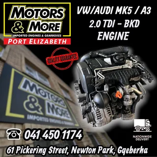 VW/AUDI MK5 GOLF / A3 2.0 TDI Engine available @ Motors and More Port Elizabeth