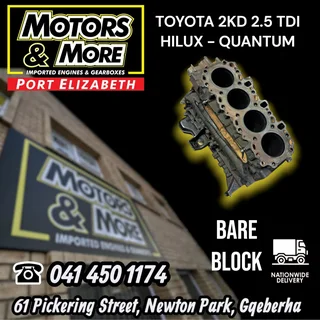 Toyota 2KD Bare Block available @ Motors And More Port Elizabeth